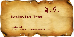 Matkovits Irma névjegykártya