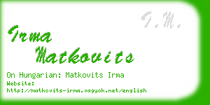 irma matkovits business card